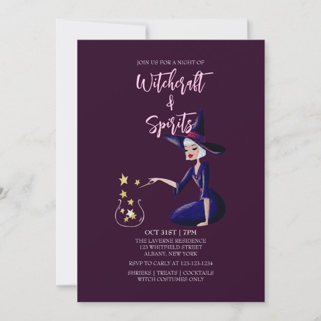 Witch Wand Magic Gouache Halloween Costume Party Invitation (Front)