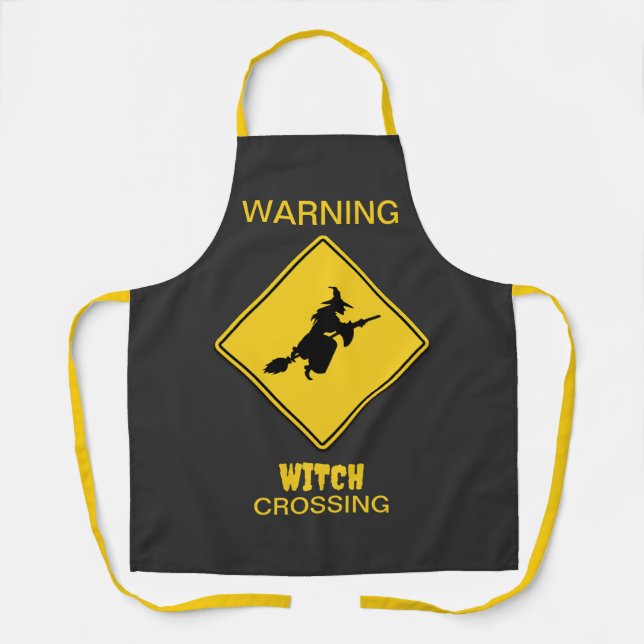 Witch Warning Halloween Apron (Front)