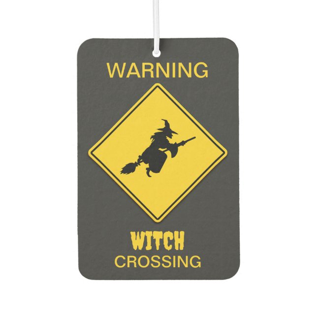 Witch Warning Halloween Car Air Freshener (Front)