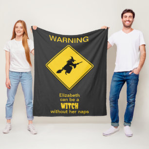 Witch Warning Halloween Fleece Blanket