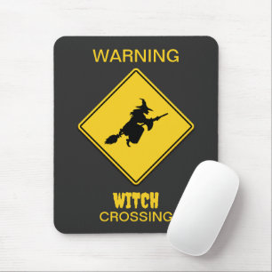 Witch Warning Halloween Mouse Pad