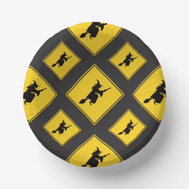Witch Warning Halloween Paper Plate (Front)