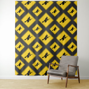 Witch Warning Halloween Photo Backdrop Tapestry