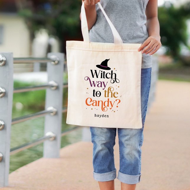 Witch Way Halloween Personalised Tote Bag (Creator Uploaded)