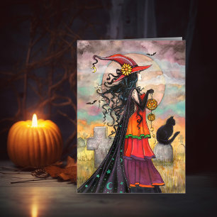 Witch Way Halloween Witch Art Card
