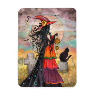 Witch Way Halloween Witch Art Magnet
