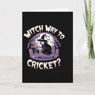 Witch Way To Cricket Funny Halloween Sports Cricke Card
