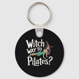Witch Way To Pilates Funny Halloween Pilates Yoga Key Ring