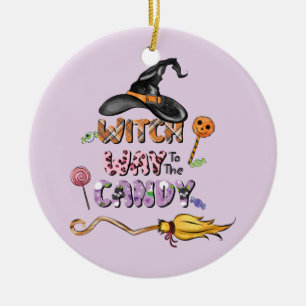 Witch Way to the Candy – Fun Halloween Ceramic Ornament