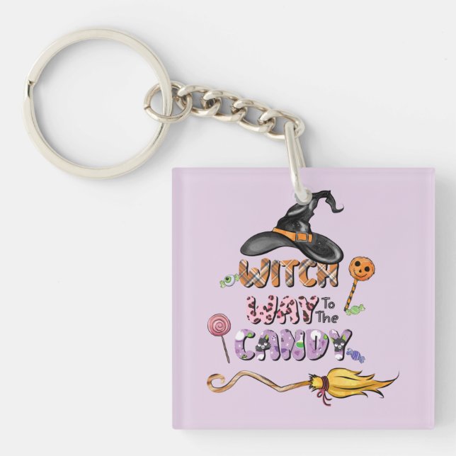Witch Way to the Candy – Fun Halloween Key Ring (Front)