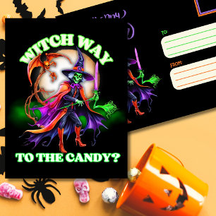 Witch Way to the Candy Halloween Holiday Postcard