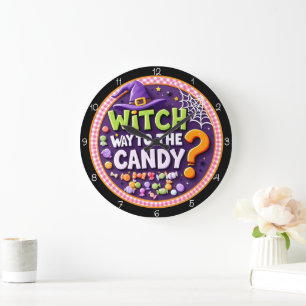 Witch Way To The Candy Halloween Large Clock