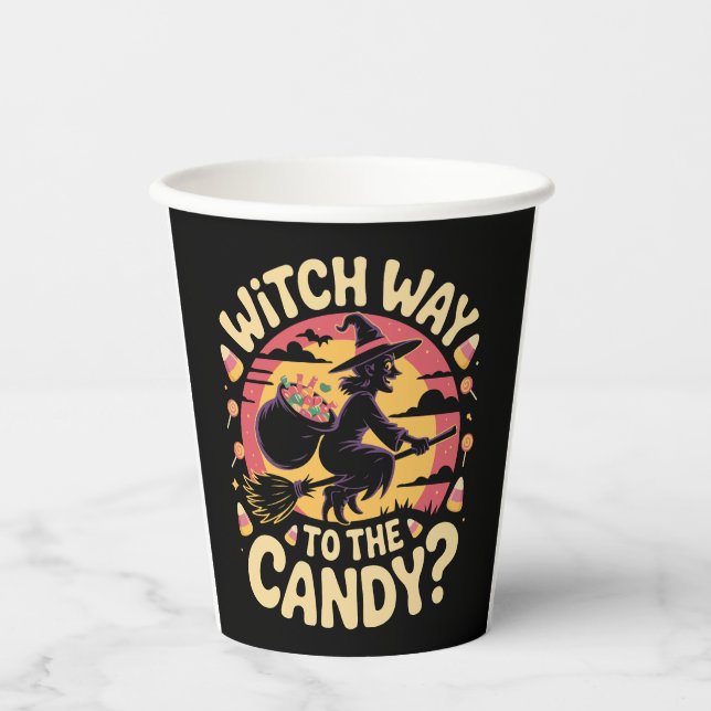 Witch Way to the Candy Halloween T-shirt Paper Cups (Front)