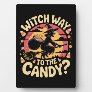 Witch Way to the Candy Halloween T-shirt Plaque