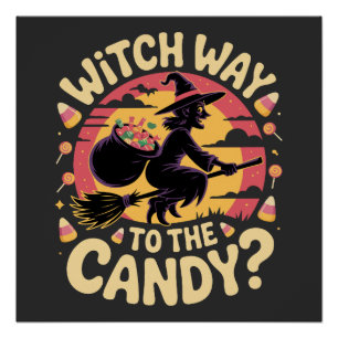 Witch Way to the Candy Halloween T-shirt Poster