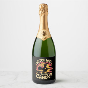 Witch Way to the Candy Halloween T-shirt Sparkling Wine Label