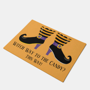 Witch Way To The Candy Witch Boots Halloween Doormat