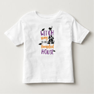 Witch Way To The Haunted House, Bats, Halloween Toddler T-Shirt