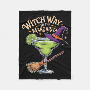 Witch Way to The Margarita Halloween Drinking Team Fleece Blanket