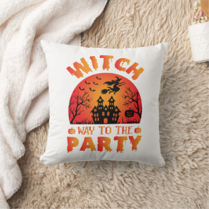 Witch Way to the Party Halloween Cushion