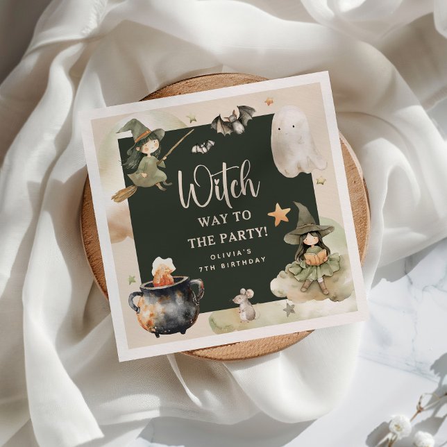 Witch Way to the Party' Kids Halloween Birthday Napkin (Creator Uploaded)