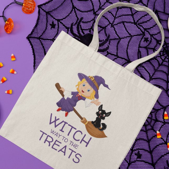 Witch Way To The Treats Cute Halloween Tote Bag (Creator Uploaded)