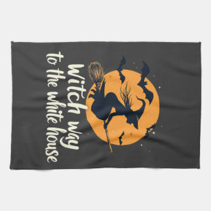Witch Way to the White House Election Kamala Tea Towel