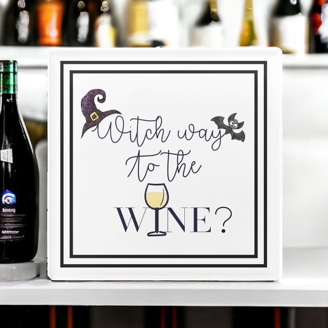 Witch Way To the Wine Funny Cute Witch Hat Glass Coaster (Creator Uploaded)