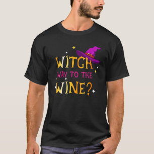 Witch Way To The Wine Funny Drinking Halloween T-Shirt