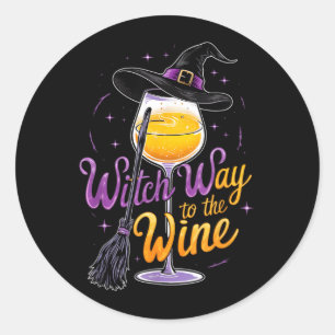 Witch Way to The Wine Funny Halloween Costume Classic Round Sticker