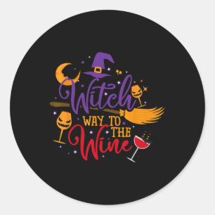 Witch Way To The Wine Halloween Drinking for Wicca Classic Round Sticker