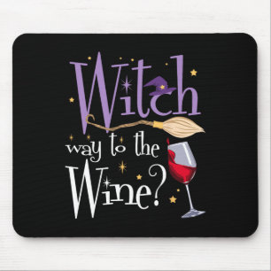 Witch Way To The Wine Halloween Drinking For Wicca Mouse Pad