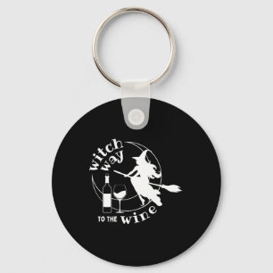 Witch Way To The Wine Halloween Witchy Women Funny Key Ring