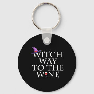 Witch Way To The Wine Shirt Funny Halloween Witch Key Ring