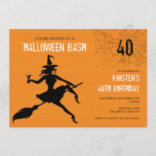 Witch & Web Halloween Birthday Party Invitation