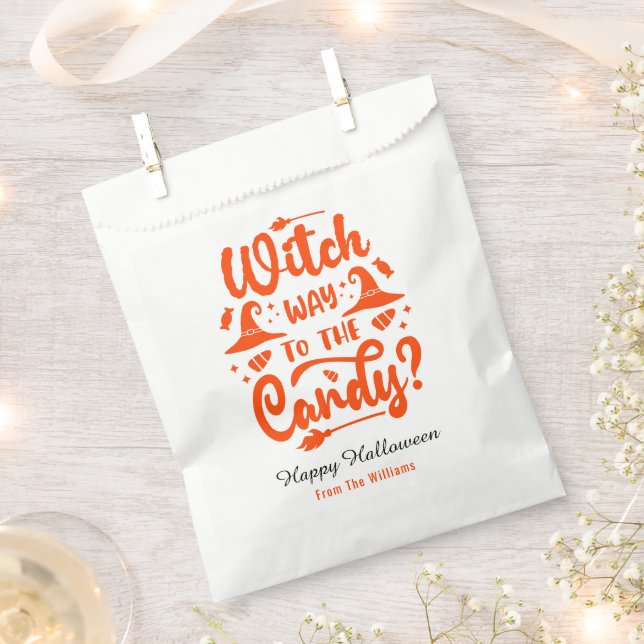 Witch Why To The Candy Editable Colour Halloween  Favour Bag (Clipped)