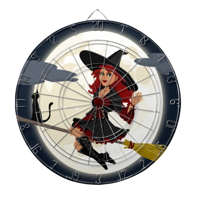 witch witchcraft broomstick broom dartboard (Front)