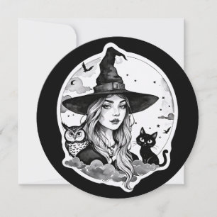 Witch with a Cat and an Owl - Halloween Fan Fun 1