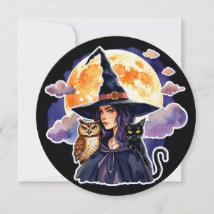 Witch with a Cat and an Owl - Halloween Fan Fun 2