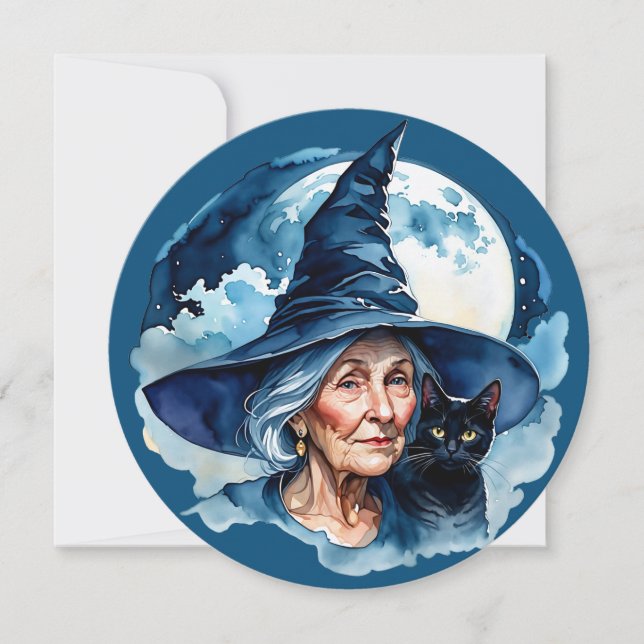Witch with a Cat - Wicca Halloween 1 (Front)