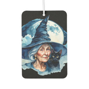 Witch with a Cat - Wicca Halloween 1 Car Air Freshener