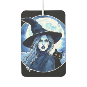 Witch with a Cat - Wicca Halloween 2 Car Air Freshener