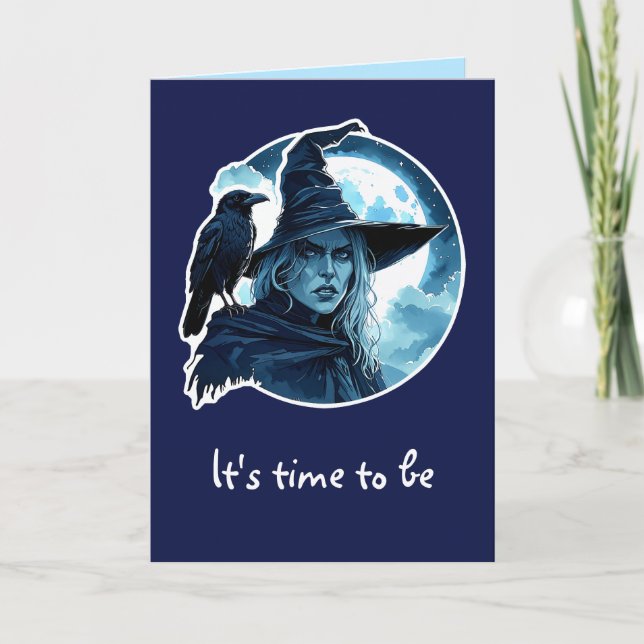Witch with a Raven - Halloween Fan Fun 2 Card (Front)