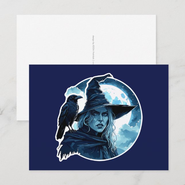 Witch with a Raven - Halloween Fan Fun 2 Postcard (Front/Back)