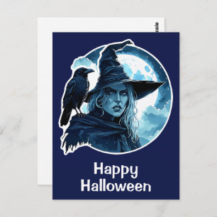 Witch with a Raven - Halloween Fan Fun 2 Postcard