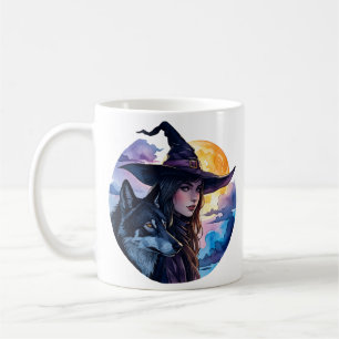 Witch with a Wolf - Halloween Fan Fun 1 Coffee Mug