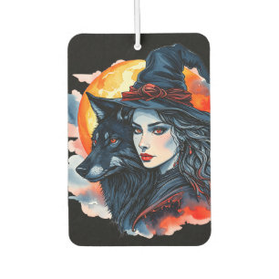 Witch with a Wolf - Halloween Fan Fun 2 Car Air Freshener