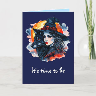 Witch with a Wolf - Halloween Fan Fun 2 Card