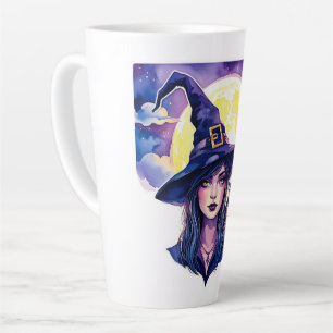 Witch with an Owl - Halloween Fan Fun 1 Latte Mug