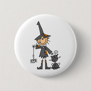 Witch with Black Cat 6 Cm Round Badge